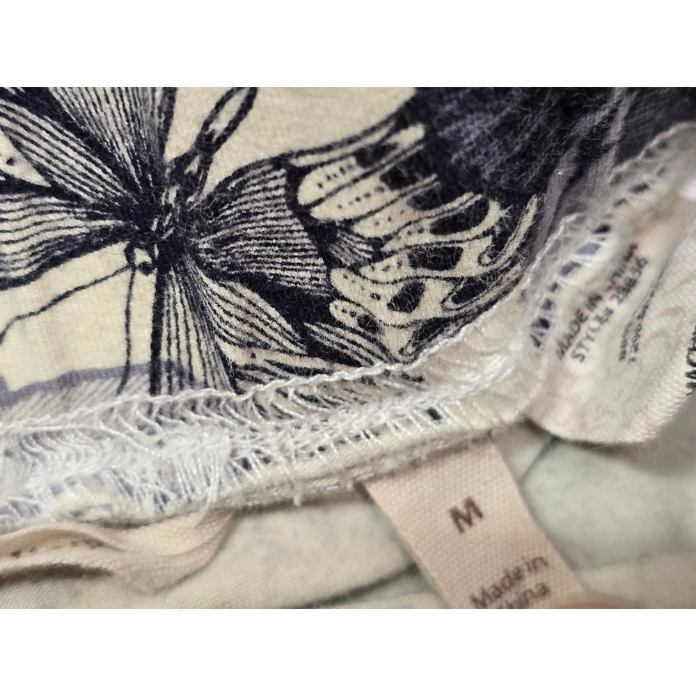 Soft Surroundings Butterfly Floral Leggings Cream Blue Cotton Blend Size M - Picture 6 of 7